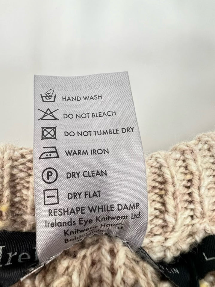 IRELANDSEYE Size L Latte Cable Knit Sweater