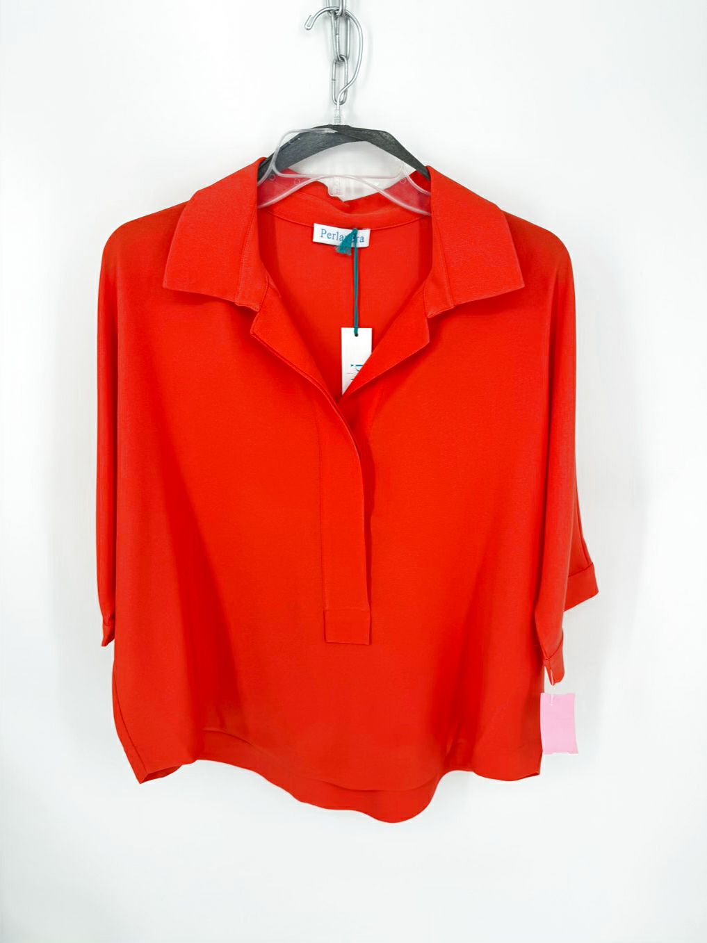 PERLAVERA Size Wmn's O/S Orange Blouse
