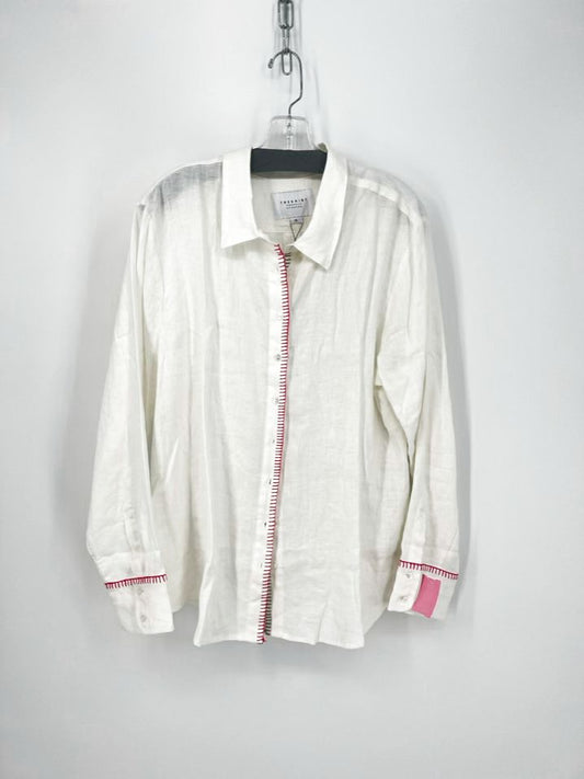 THE SHIRT Size XL White Linen Whipstitch Blouse NWT