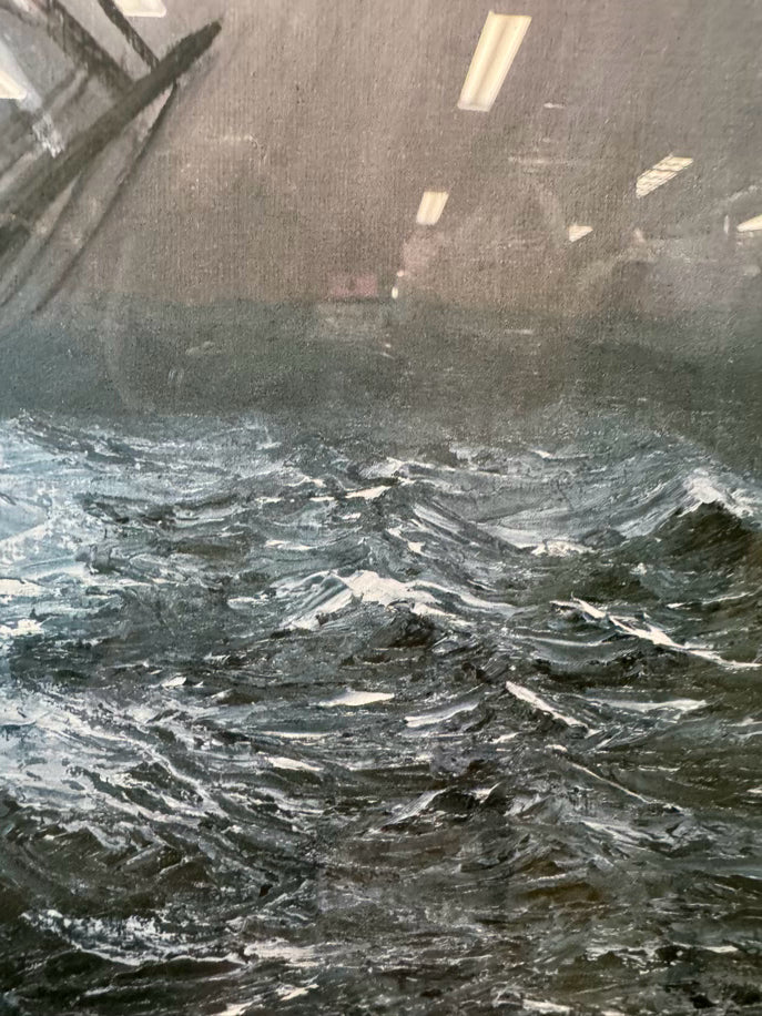 DORIS FOXWELL Ship in Storm Print in Weathered Gray Frame