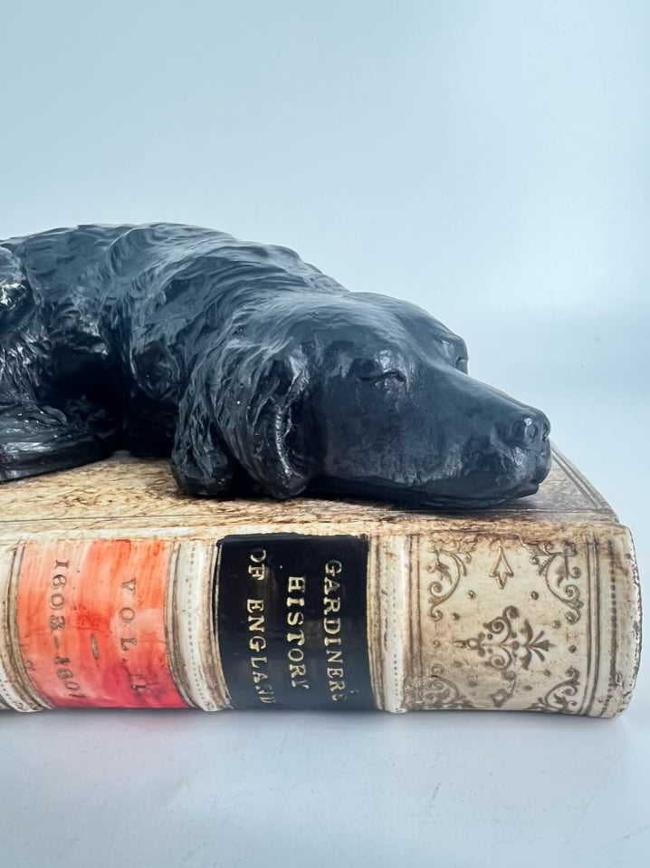 Black & Gold Resin Dog Book Paperweight