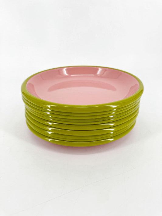 BORNN Pink & Green Enamel Set of 10 Plates