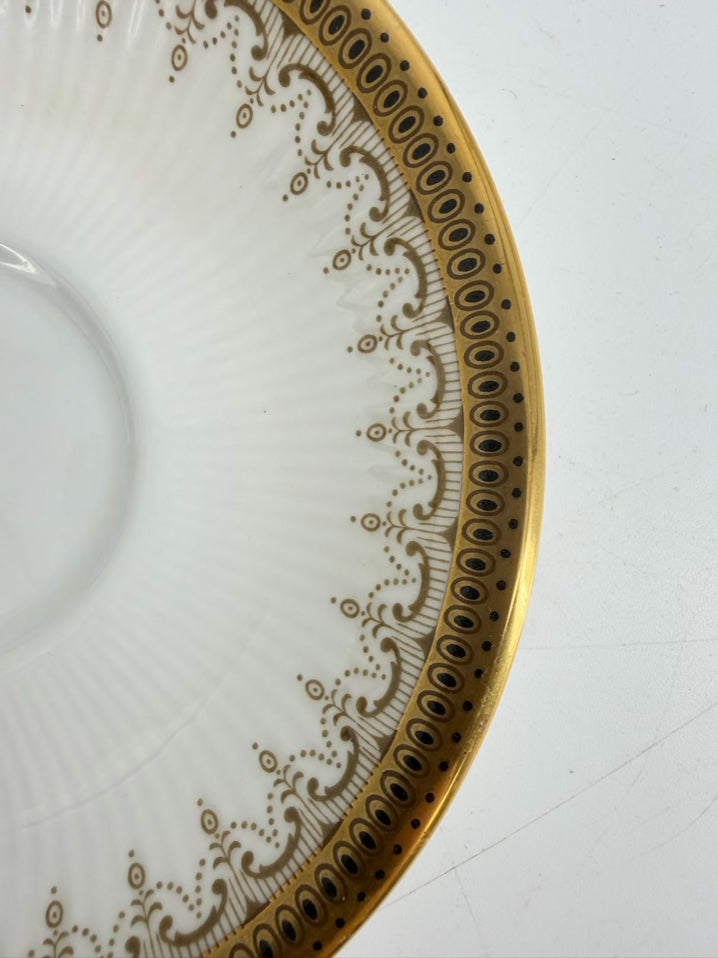 ROYAL ALBERT White & Gold Bone China Cup & Saucer Set Of 6