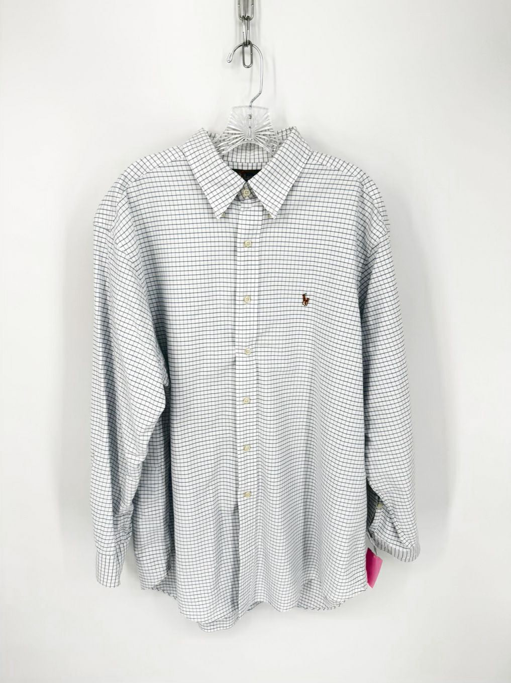 RALPH LAUREN Size 34 White & Blue 17 Print Long Sleeve Shirt NWOT