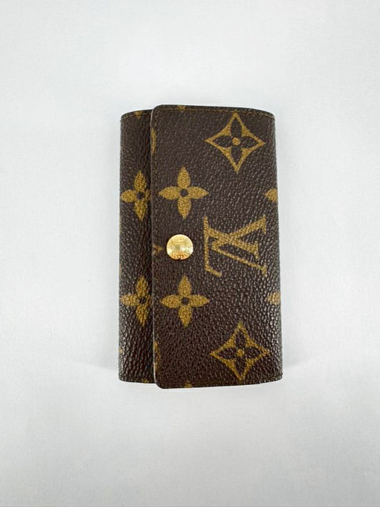 LOUIS VUITTON Brown Logo Leather 6-Key Ring Holder