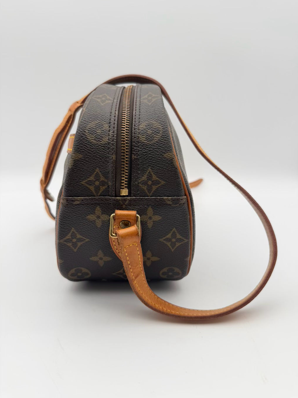VINTAGE LOUIS VUITTON Brown Coated Canvas Monogram Blois Crossbody Bag