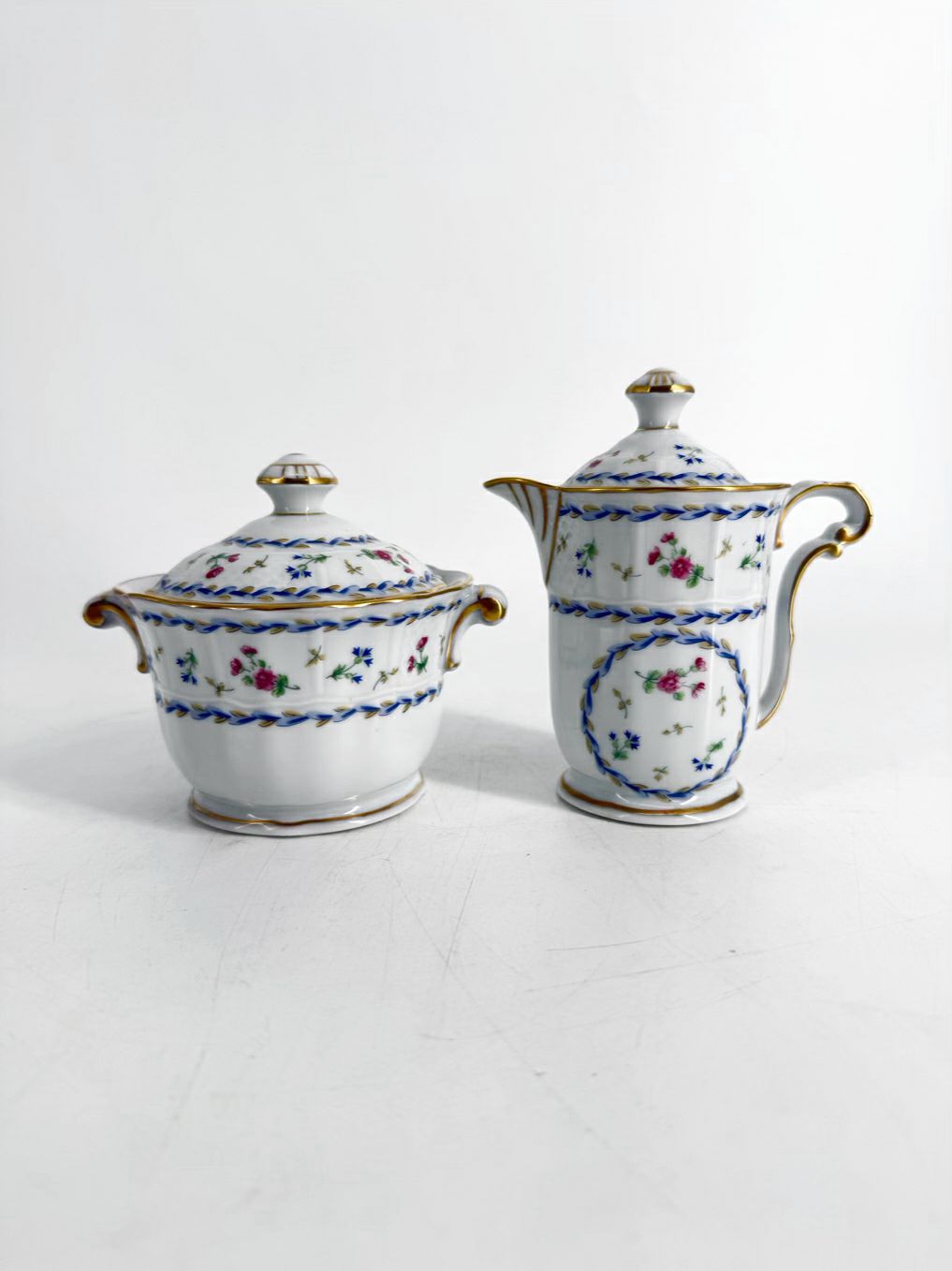 BERNARDAUD Porcelain Artois Bleu Cream & Sugar