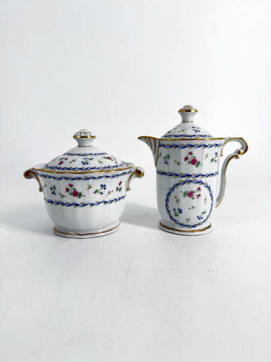 BERNARDAUD Porcelain Artois Bleu Cream & Sugar