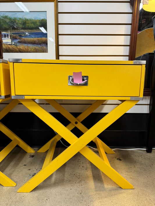 Yellow Wood End Table