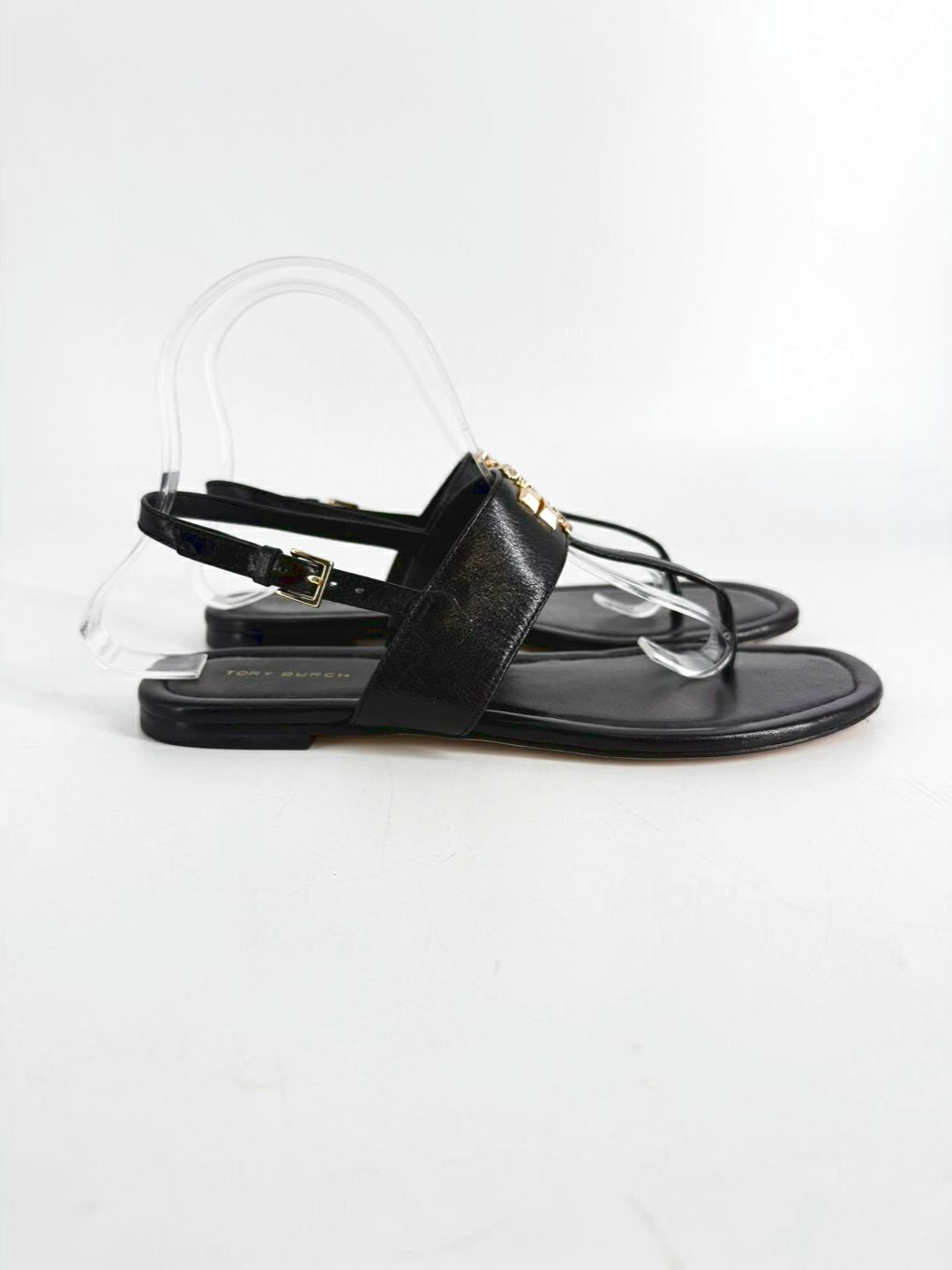 TORY BURCH Size 7 Black Leather Sandals