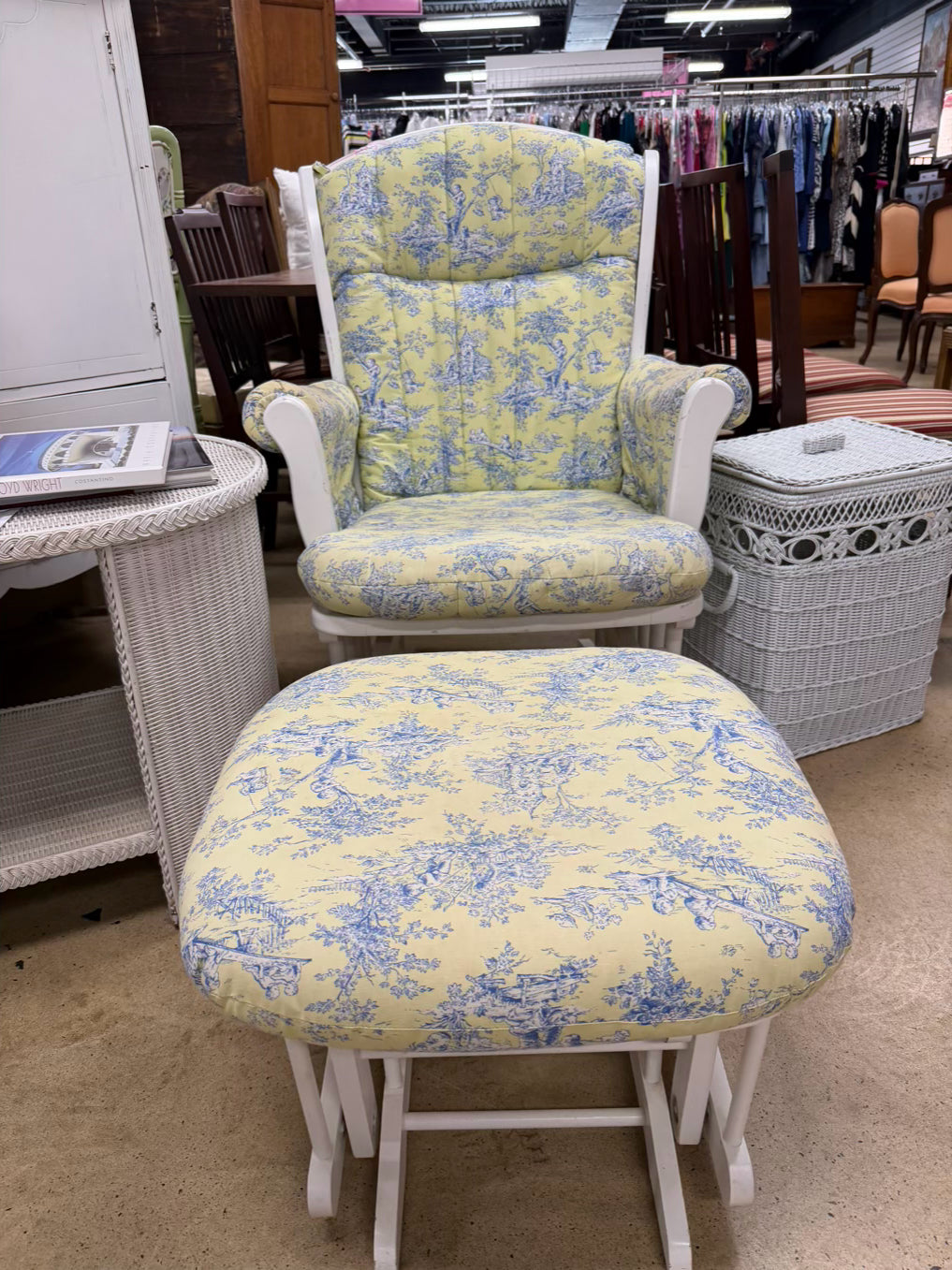 DUTAILIER White Glider Rocker Chair
