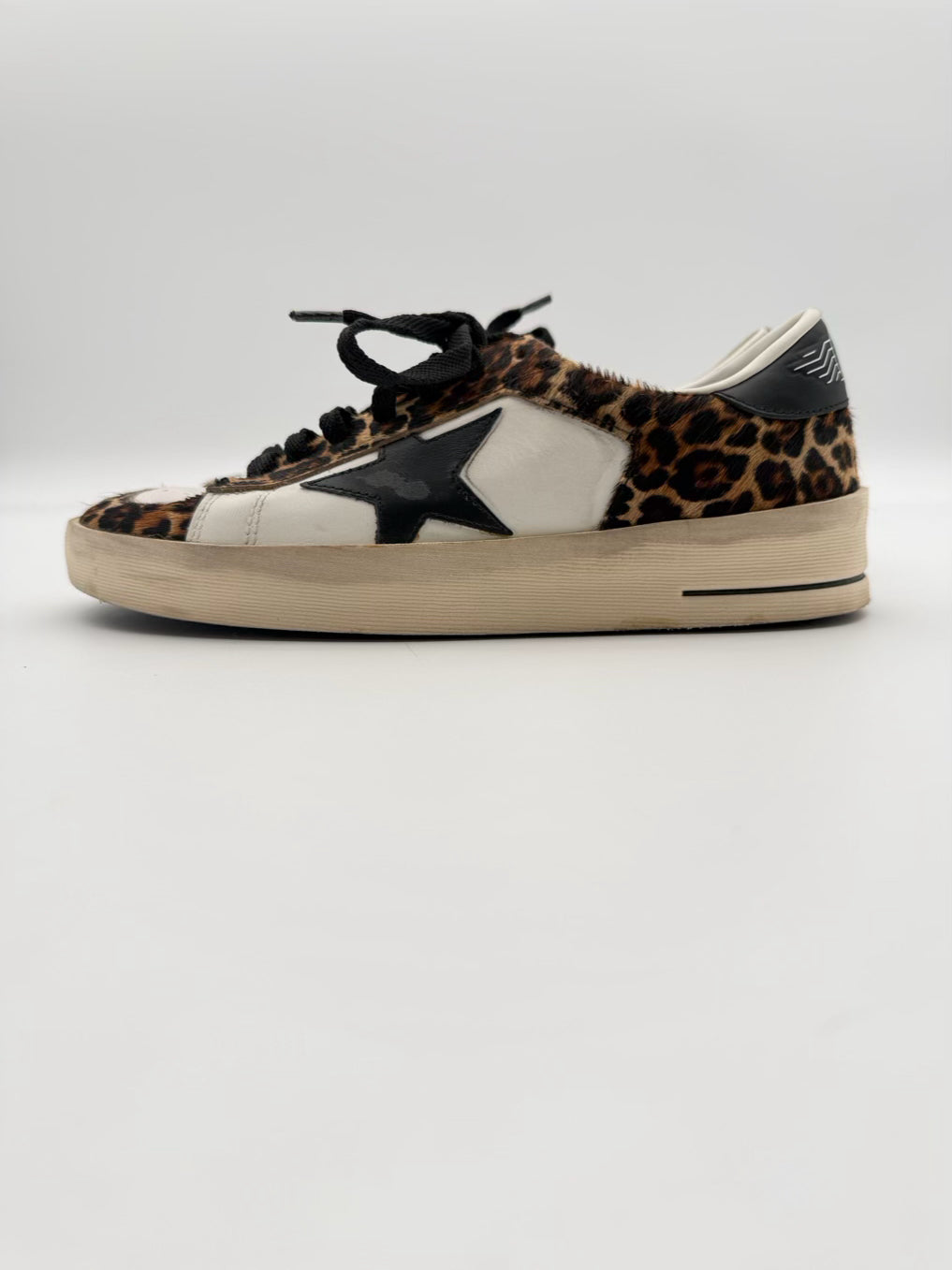 GOLDEN GOOSE WMNS Size 38 White & Brown Animal Print Sneakers