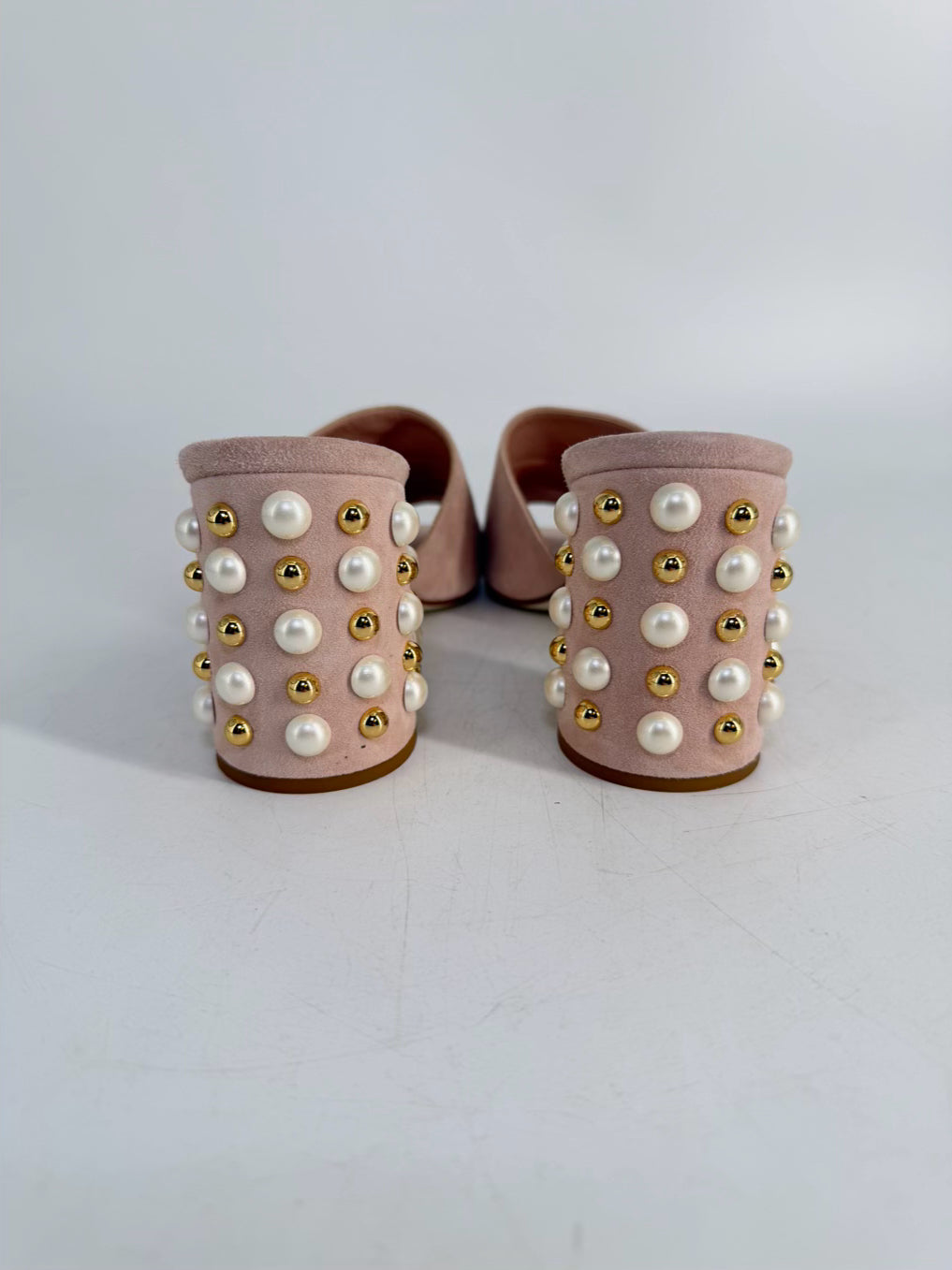 TARA GRINNA Size Wmns 39.5 Blush Pearl Detail Heels