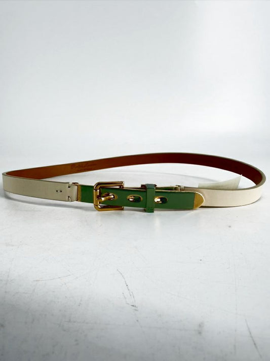 RALPH LAUREN xs Cream Leather Belt NWT