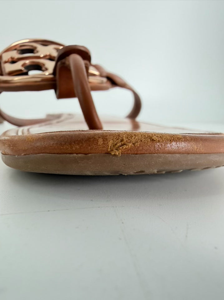 TORY BURCH Size 9 Cognac Monogram Sandals