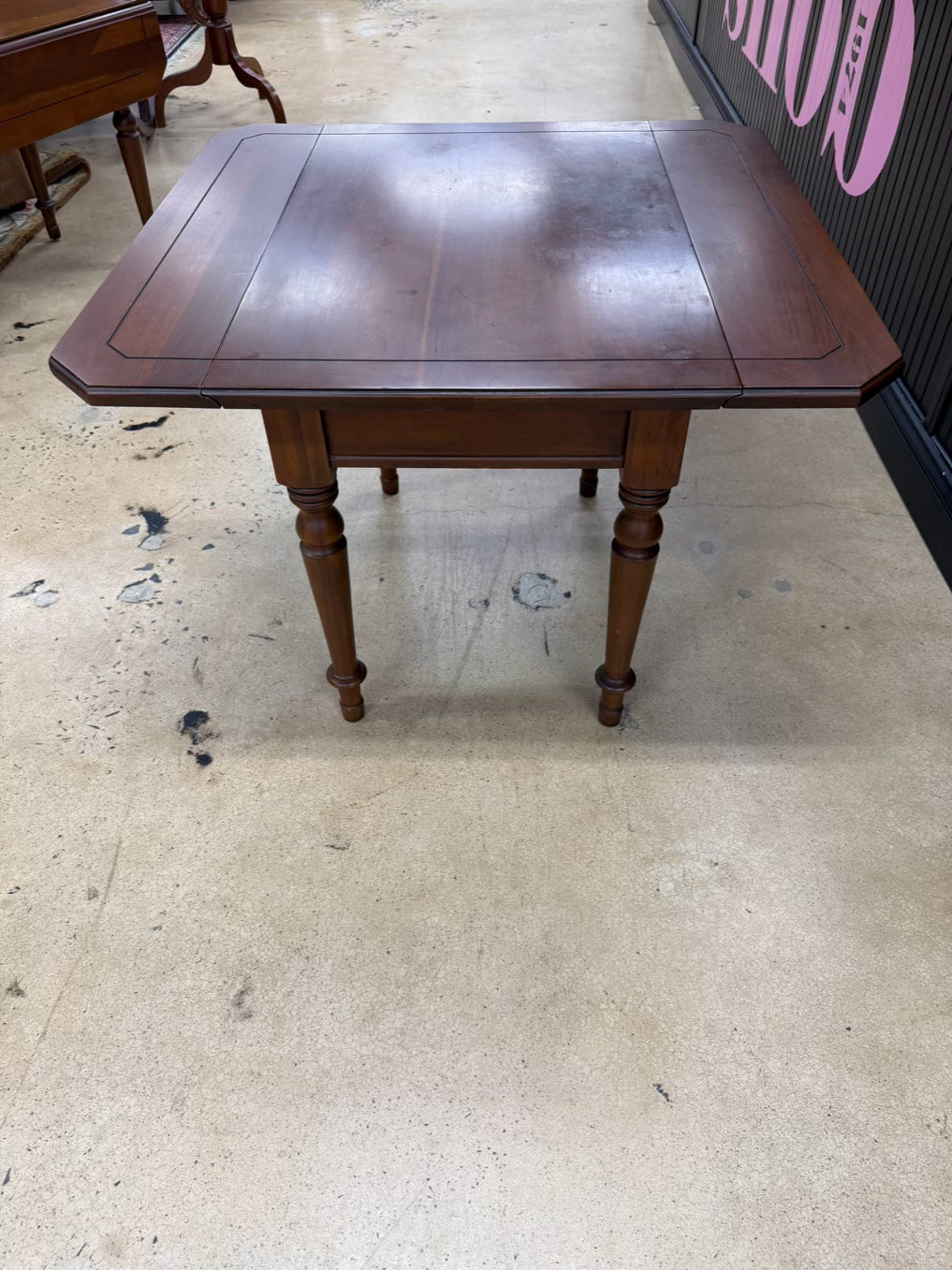 TELL CITY Drop Leaf Dark Brown Wood Pair Of End Tables