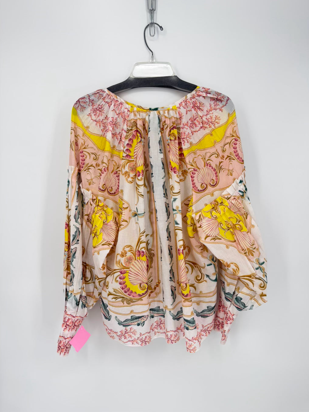 FARM RIO Size Wmn's M Beige & Blush Print Blouse NWT