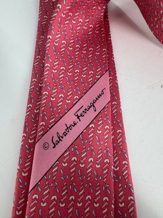 SALVATORE FERRAGAMO Peach Print Silk Tie