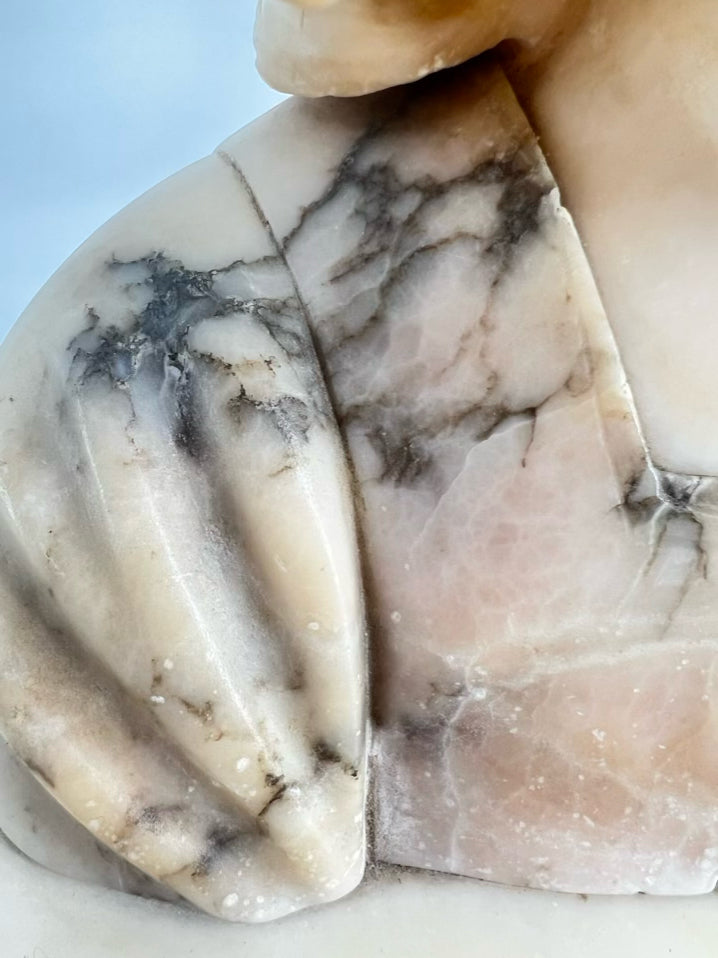 Cream Alabaster Carved Joan of Arc Bust