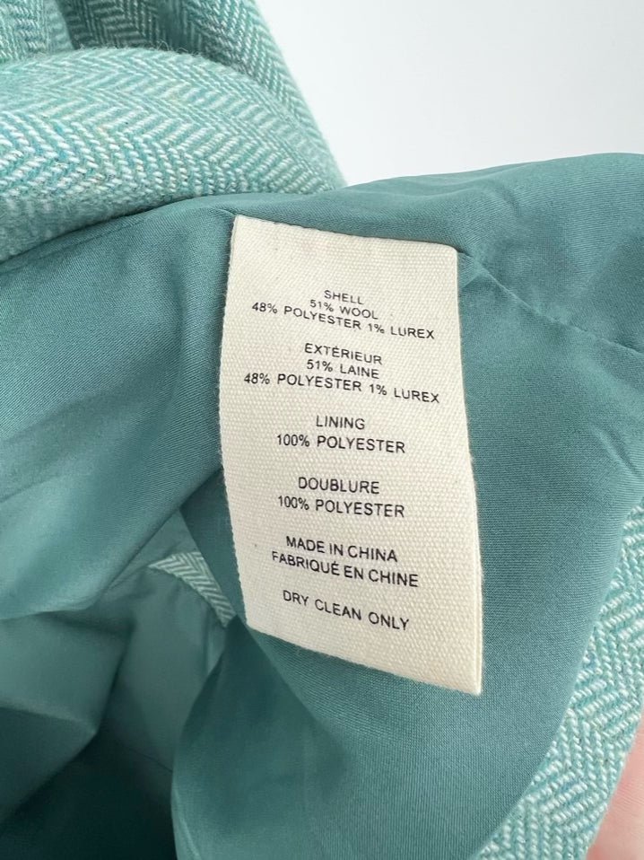 L'AGENCE Size 4 Seafoam Wool Blend Herringbone Jacket NWT