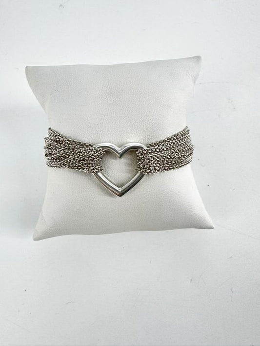 TIFFANY & CO. ELSA PERETTI STERLING SILVER Heart Multistrand Bracelet