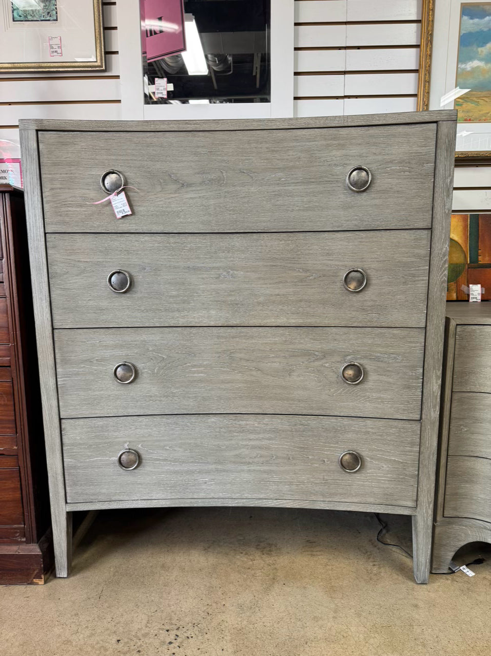 BERNHARDT Weathered Gray Wood 4-Drawer Chest