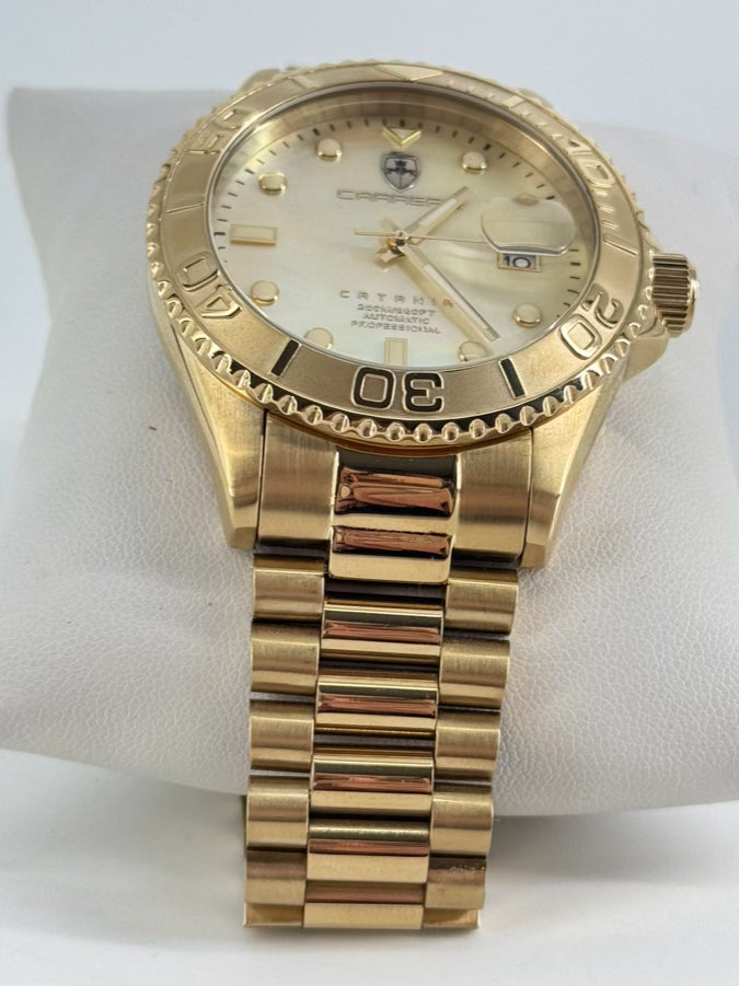 TORINO CARRERO Gold Tone Stainless Steel Mother Of Pearl Catania Automatic Watch