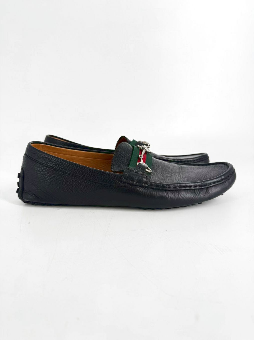 GUCCI Size 10.5 Black Leather Loafers