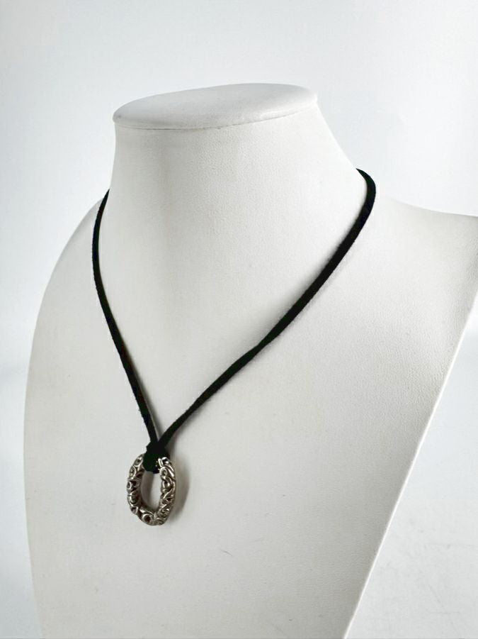 CHARLES KRYPELL STERLING SILVER Pendant Black Cord Necklace