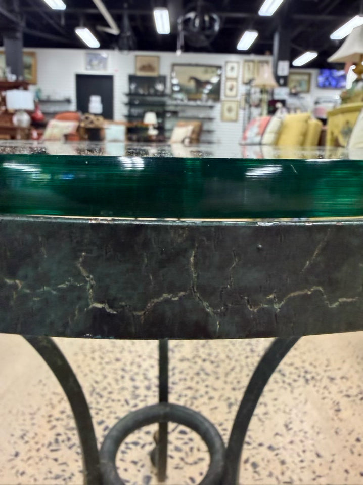 Green & Clear Iron & Glass Occasional Table