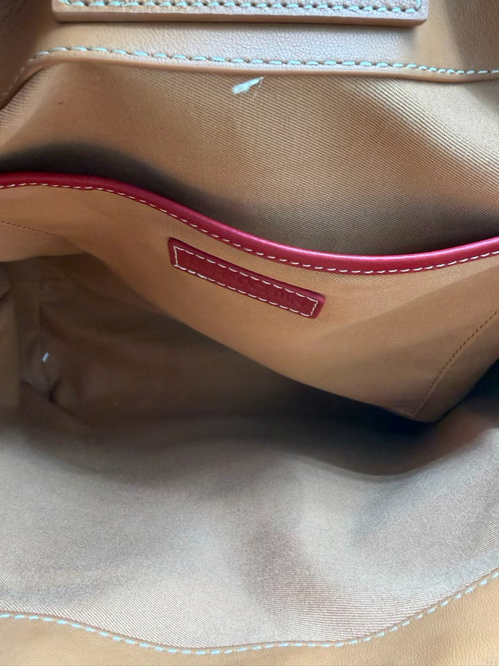J MCLAUGHLIN Cognac Leather Purse w/ Bamboo Handle