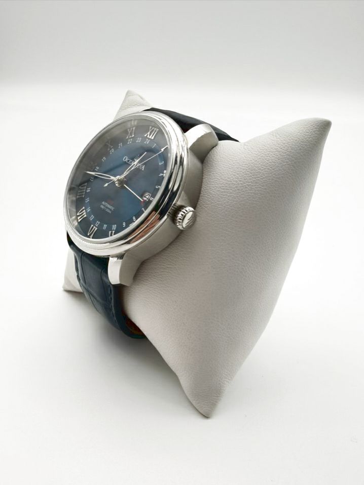 OCEANEVA Navy Leather Automatic Watch