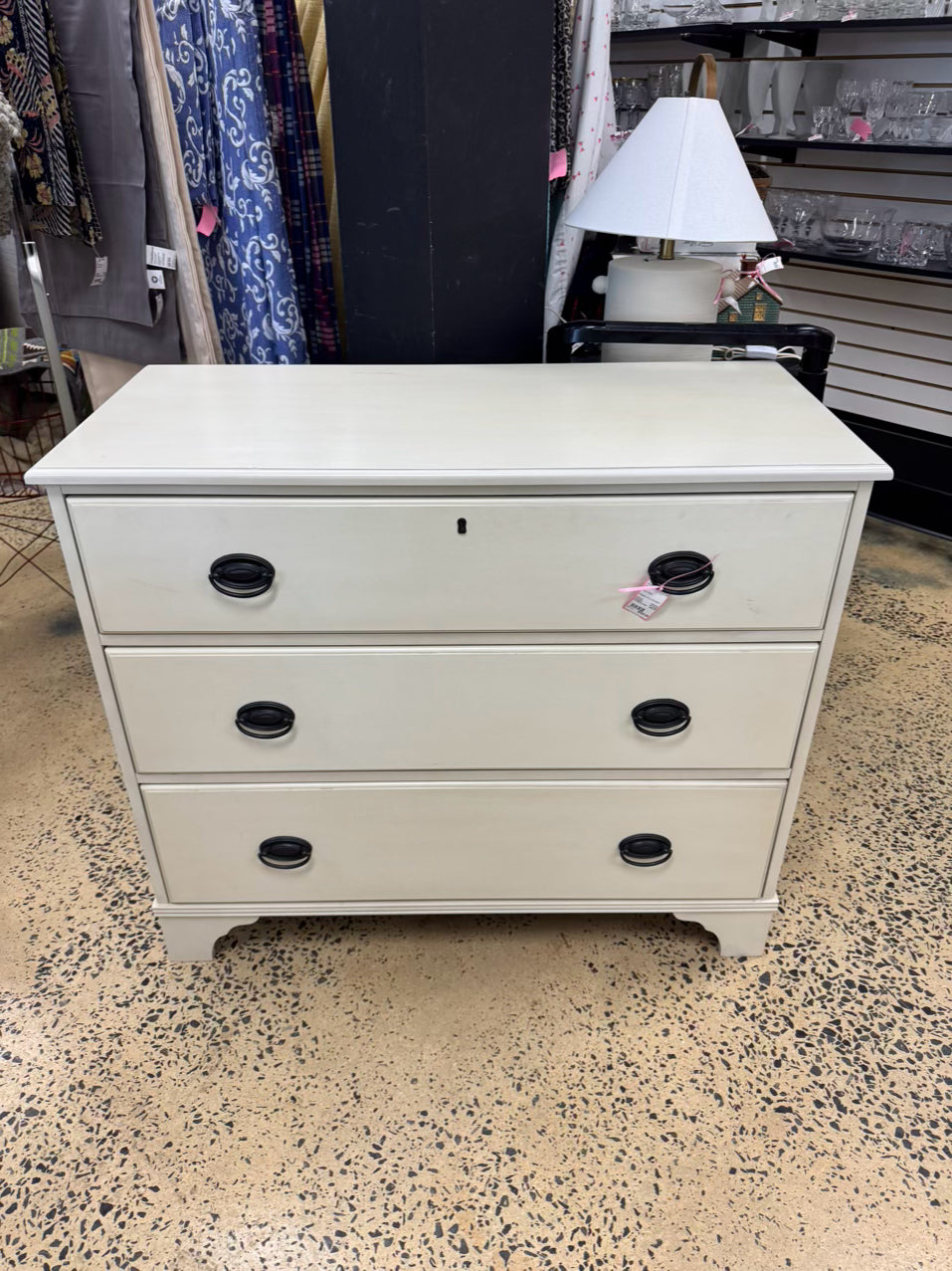 White Wood 3-Drawer Chest