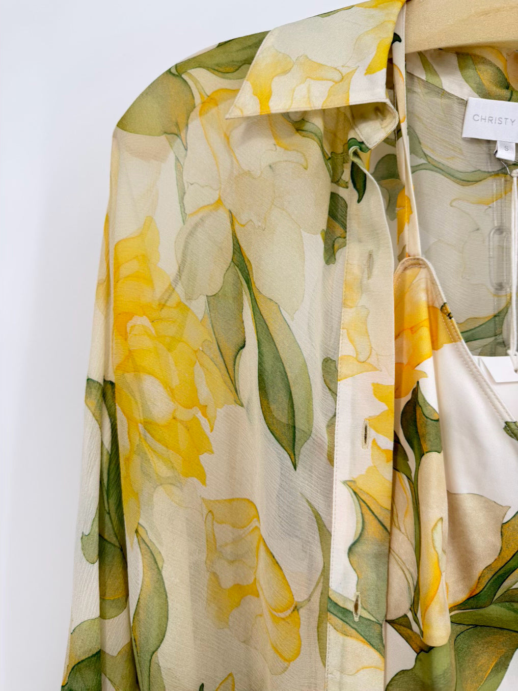 CHRISTY LYNN Size S Yellow & green Lace Watercolor Lily 3 Piece Suit Set