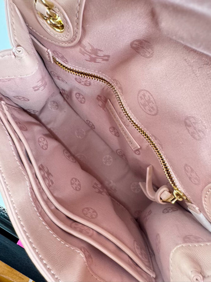 TORY BURCH Blush Quilted Leather Crossbody Bag