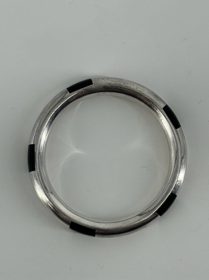 MEXICAN SILVER Onyx Bangle Bracelet