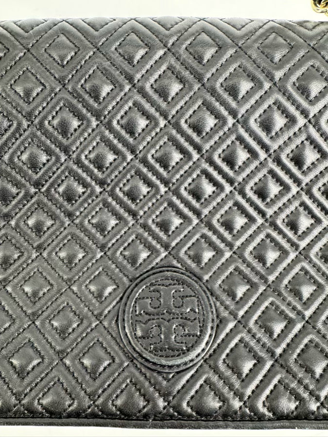 TORY BURCH Black Quilted Leather Purse
