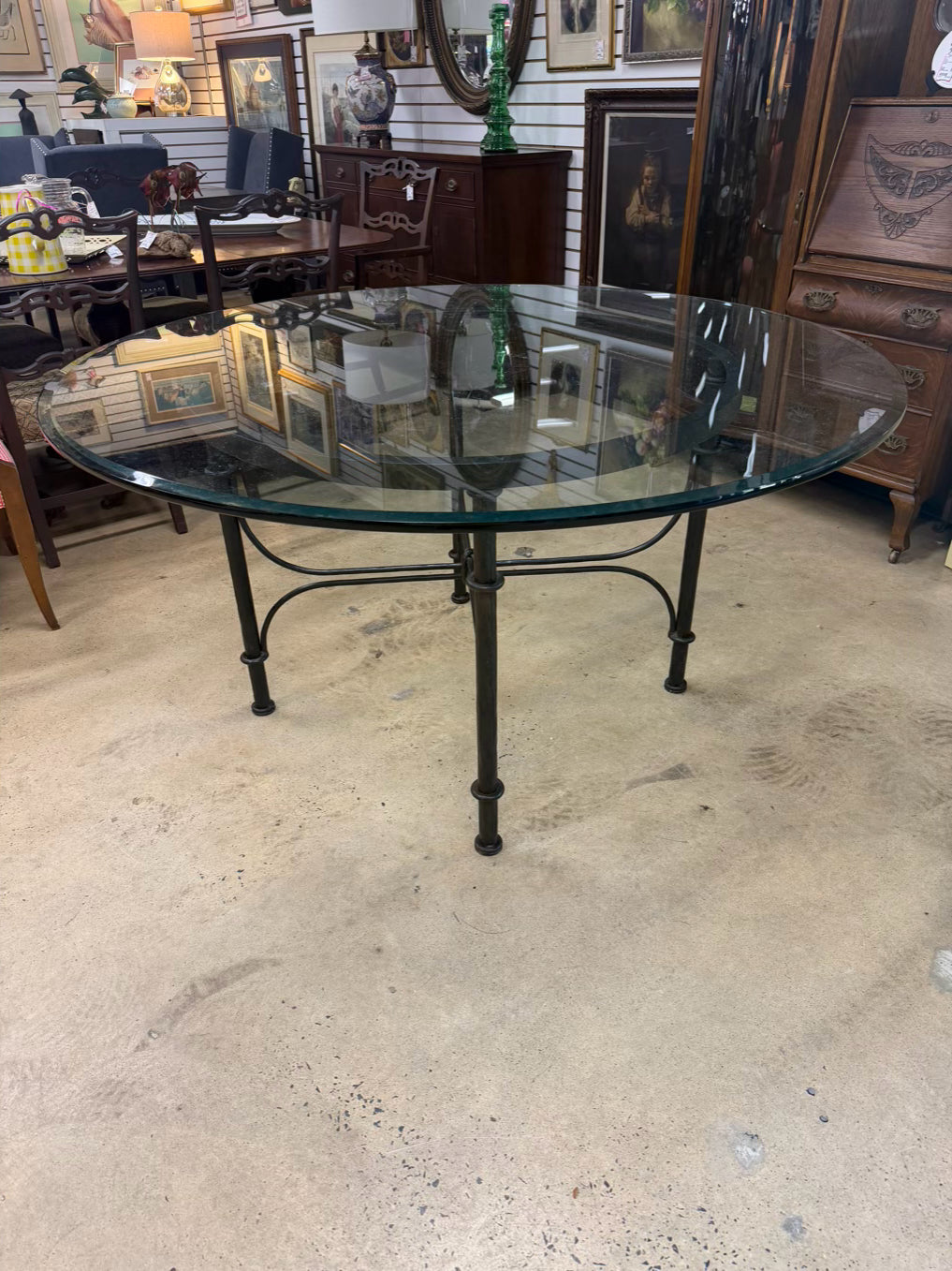 Black & Clear Wrought Iron & Glass Dinning Table