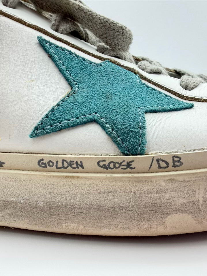 GOLDEN GOOSE Size 38 White & Bronze Textile Sneakers