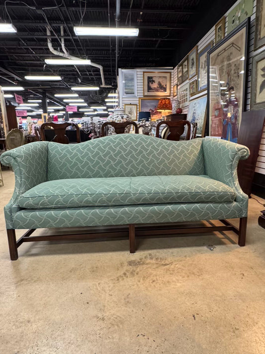 Green Geometric Chippendale Sofa