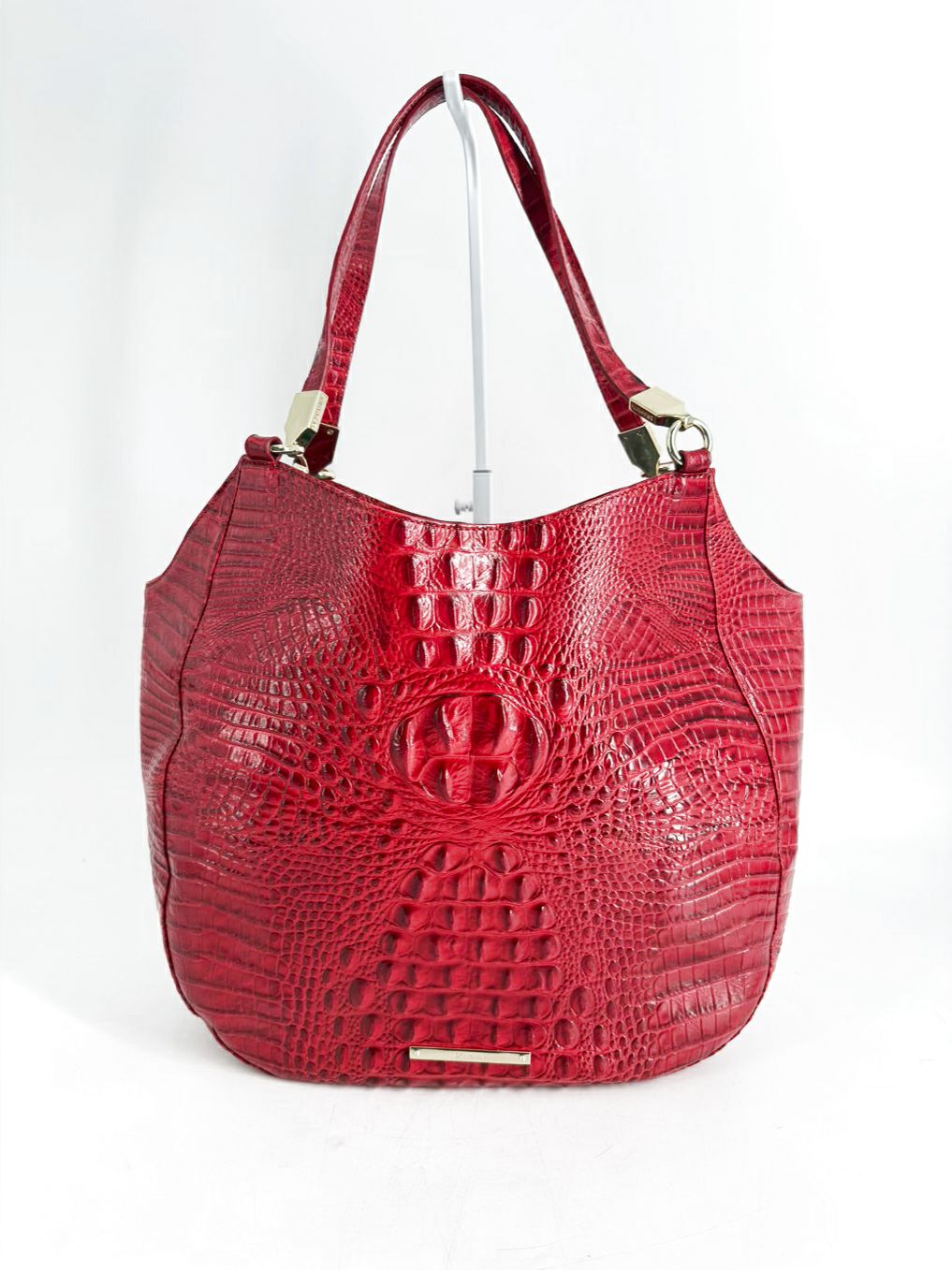 BRAHMIN Marianna Red Crocodile Embossed Melbourne Leather Tote