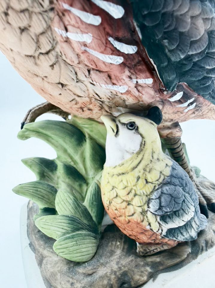 Gray/Green/Brown Porcelain California Quail Figurine