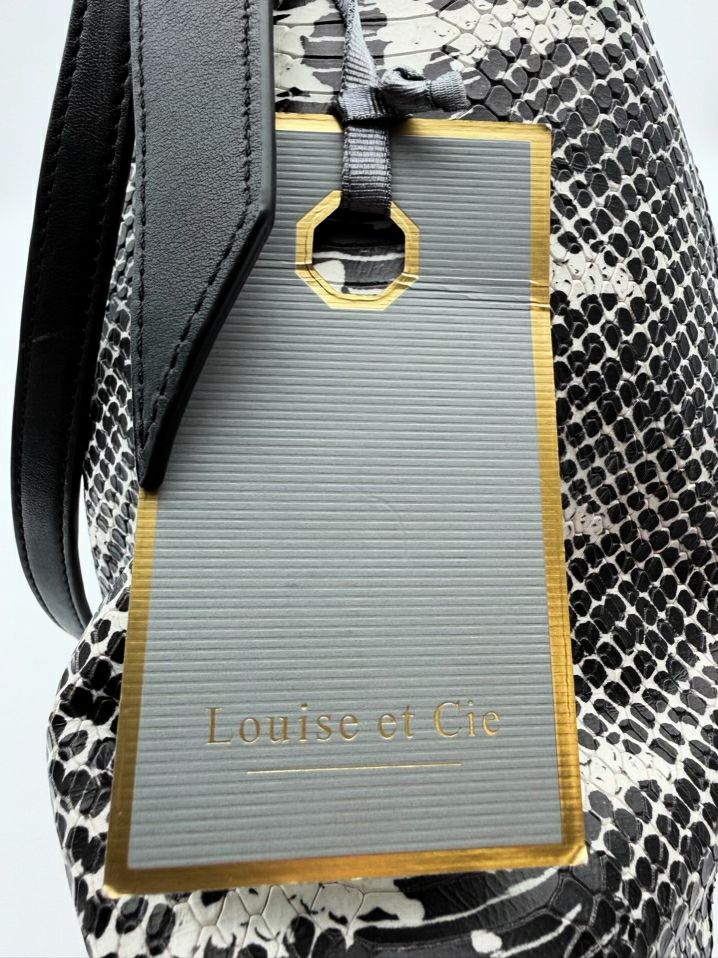 LOUISE ET CIE  Black & White Leather Animal Print Tote Bag NWT