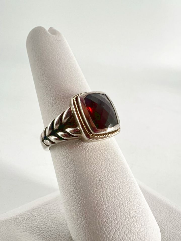 EFFY Sterling Silver Red Stone 18K Ring