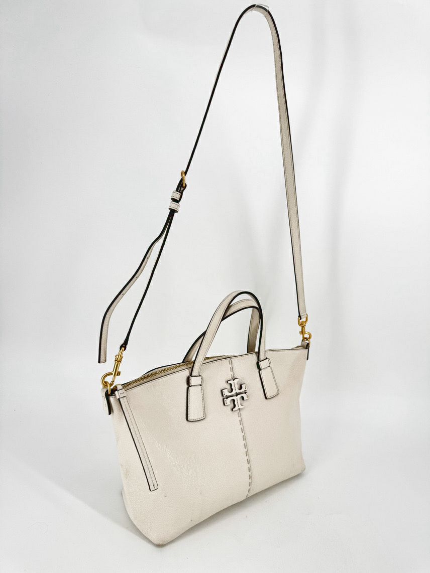 TORY BURCH Cream Leather Purse
