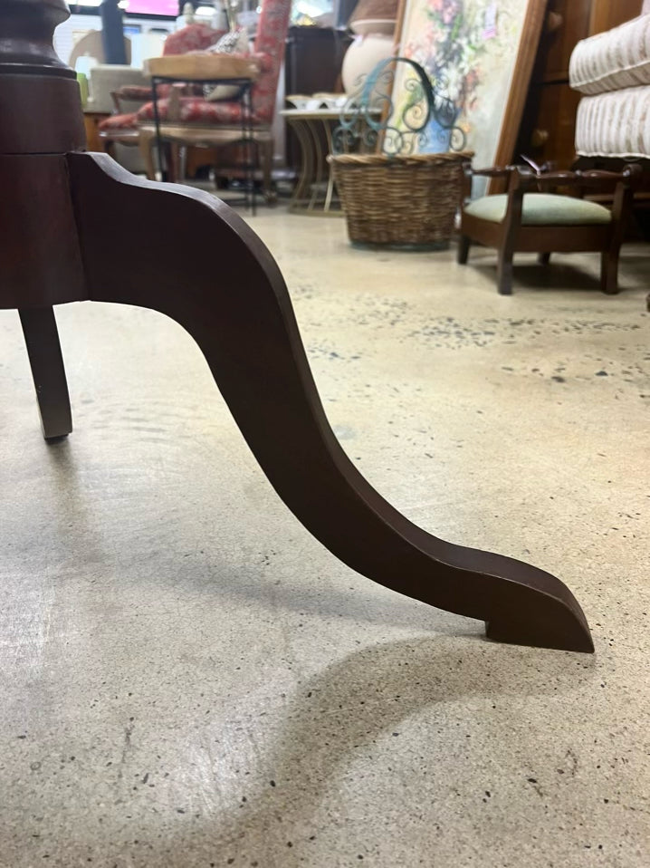 ANTIQUE Wood Round Occasional Table w/ Tripod Legs