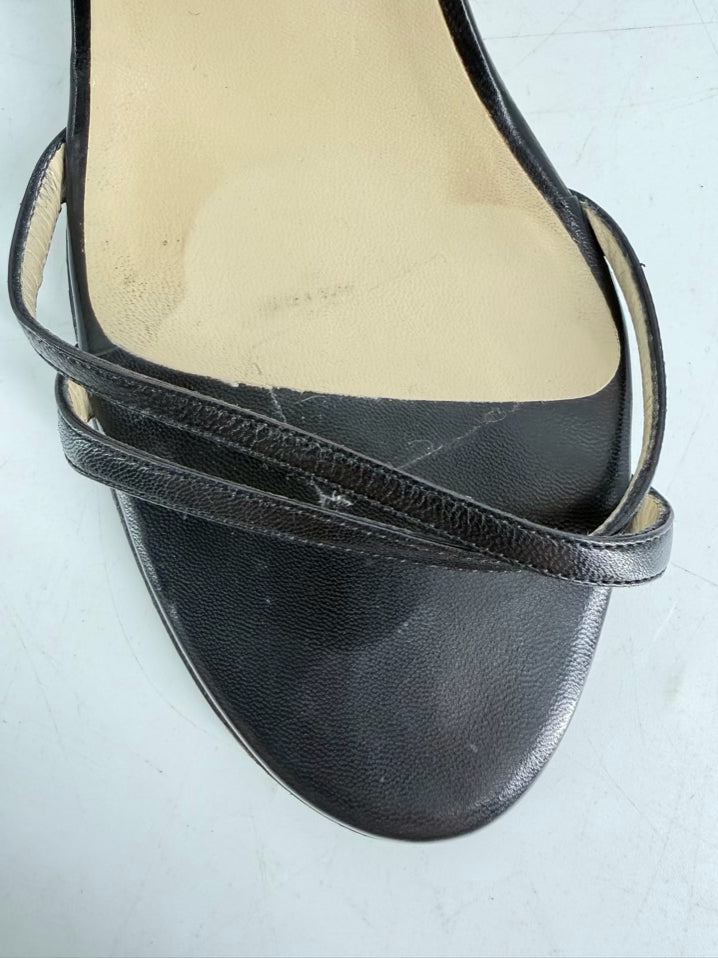 JIMMY CHOO Size 39 Black Leather Heels