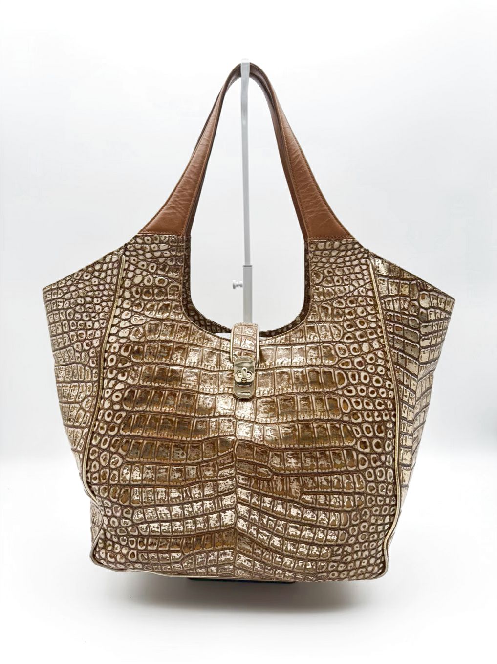 BRAHMIN Carla Leather Gold Embossed Tote