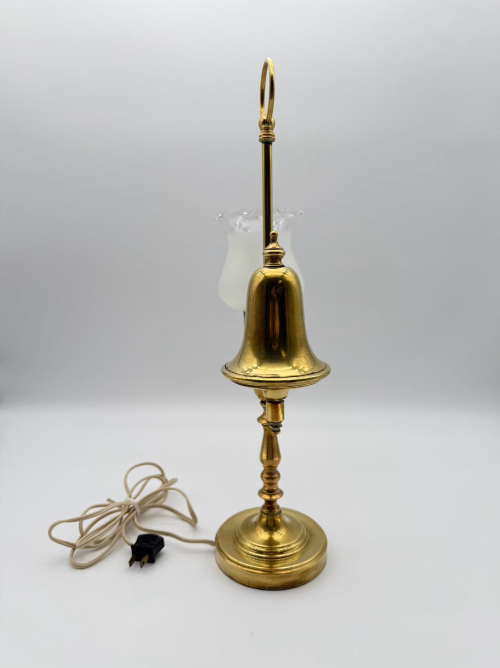 VINTAGE Brass Student Lamp w/ Frosted Glass Globe