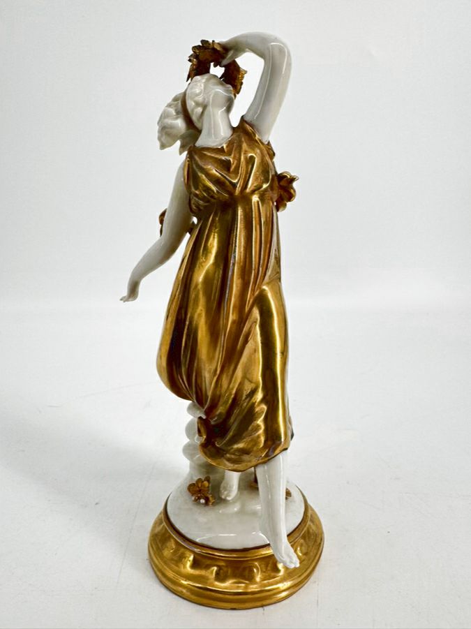 ERNST BOHNE & SOHNE Gold & White Dancing Lady Figurine